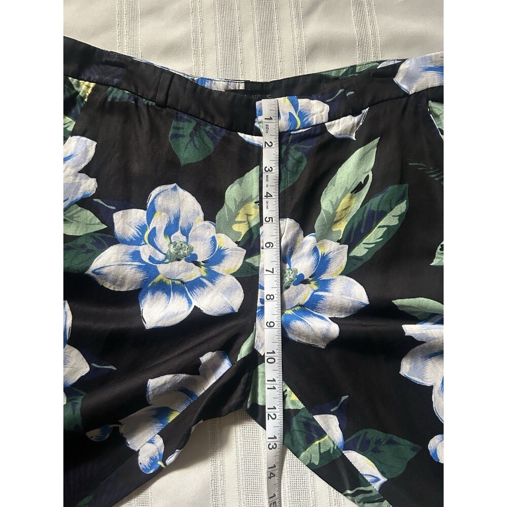 Banana Republic Avery FitLinen Blend Floral Print Ankle Pants Black Blue Size 10 - Picture 11 of 16